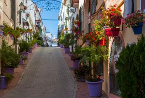 street in Estepona with white houses