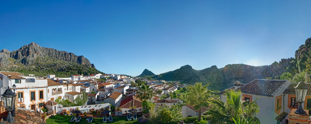 town in costa del sol with mountain backdrop