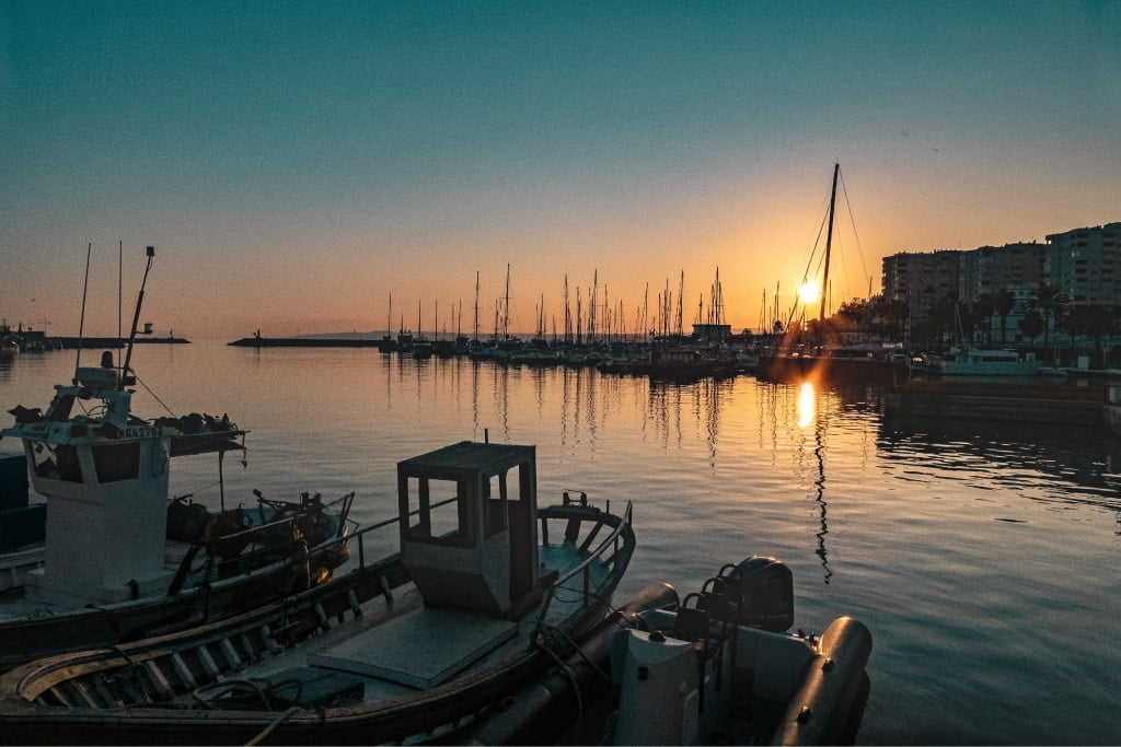 Estepona port at sunset