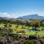 Golf course with mountain backdrop in southern Spain near Sotogrande
