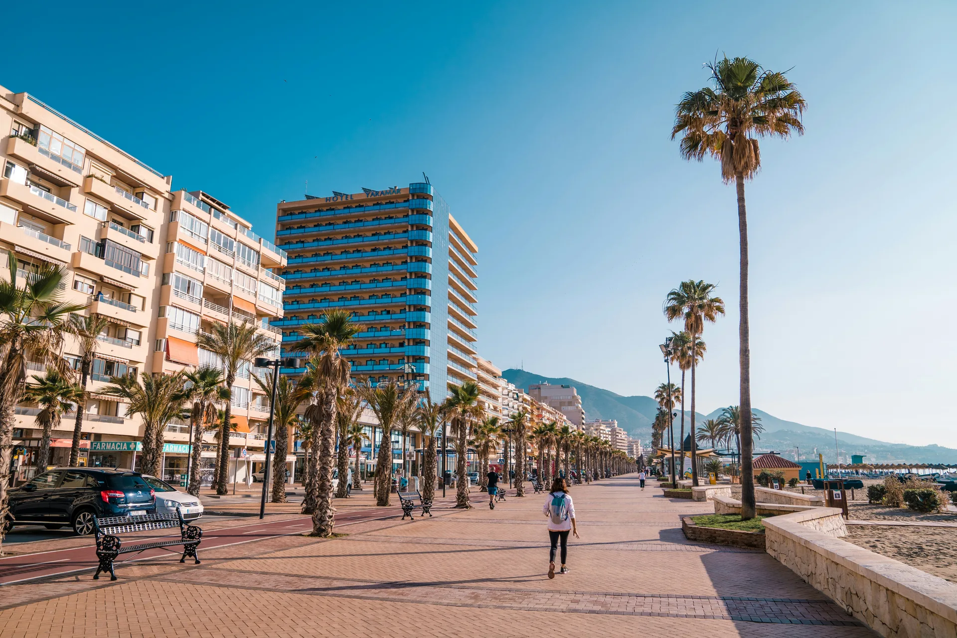 Fuengirola coastal promenade on the Costa del Sol, Andalusia – a popular destination for British families buying property in Spain