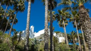 White Mediterranean villa with palm trees on the Costa del Sol - checking the nota simple before buying property in Spain